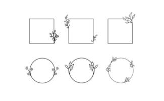 floraler dekorativer Vektorrahmen. Kreis und quadratischer Rahmen. elegante Ornamente. vektor
