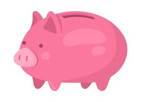 Sparschwein halbflaches Farbvektorobjekt. Persönliche Finanzen. teure Anschaffung. bearbeitbares Element. Artikel auf weiß. Geld sparende einfache Illustration im Cartoon-Stil für Webgrafikdesign und Animation vektor