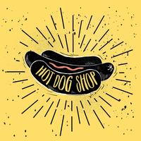 Handdragen Vector Hot Dog Illustration