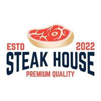 Vintage-Retro-Steakhaus-Logo, Symbol für Steak, Grill, Grillhäuser und Restaurants. Vektor-Illustration isoliert auf weißem Hintergrund vektor