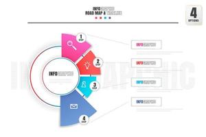 tidslinje infographics design mall med 4 alternativ, bearbeta diagram. vektor