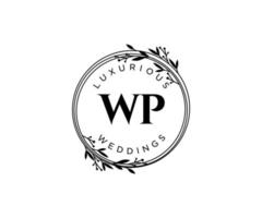 wp Initialen Brief Hochzeit Monogramm Logos Vorlage, handgezeichnete moderne minimalistische und florale Vorlagen für Einladungskarten, Datum speichern, elegante Identität. vektor