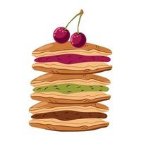 Dorayaki-Pfannkuchen mit verschiedenen Füllungen vektor