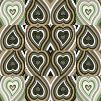 årgång hjärtan mosaik- sömlös mönster. hippie retro stil. 14 februari tapet. hjärtans dag bakgrund. vektor