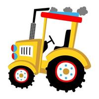 vektorkarikaturillustration des gelben traktors vektor