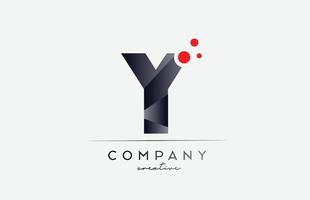 y-Alphabet-Buchstaben-Logo-Symbol mit grauer Farbe und rotem Punkt. design geeignet für ein geschäft oder unternehmen vektor