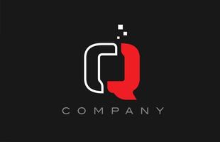 schwarze rote Linie q Alphabet-Buchstaben-Logo-Symbol. kreative Designvorlage für Unternehmen und Unternehmen vektor