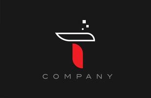 schwarze rote Linie t-Alphabet-Buchstaben-Logo-Symbol. kreative Designvorlage für Unternehmen und Unternehmen vektor