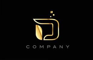 Logo-Symbol für den Buchstaben d aus Gold. kreative Designvorlage für Unternehmen und Unternehmen vektor