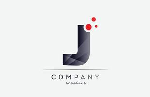 j alfabet brev logotyp ikon med grå Färg och röd punkt. design lämplig för en företag eller företag vektor