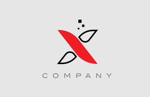 rote schwarze Linie x Alphabet Buchstabe Logo-Symbol. kreative Designvorlage für Unternehmen und Unternehmen vektor