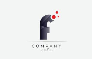 f alfabet brev logotyp ikon med grå Färg och röd punkt. design lämplig för en företag eller företag vektor