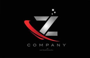 rotes swoosh z-alphabet-logo-symbol mit grauer farbe. design geeignet für ein geschäft oder unternehmen vektor