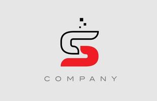 rote schwarze Linie s Alphabet-Buchstaben-Logo-Symbol. kreative Designvorlage für Unternehmen und Unternehmen vektor