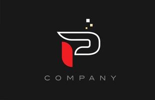 schwarze rote Linie p Alphabet-Buchstaben-Logo-Symbol. kreative Designvorlage für Unternehmen und Unternehmen vektor
