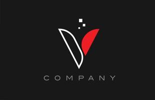 schwarze rote Linie v Alphabet Buchstabe Logo-Symbol. kreative Designvorlage für Unternehmen und Unternehmen vektor
