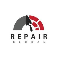 Hem reparera och service logotyp mall, tegel design illustration vektor