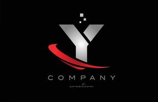 rotes swoosh y-alphabet-logo-symbol mit grauer farbe. design geeignet für ein geschäft oder unternehmen vektor