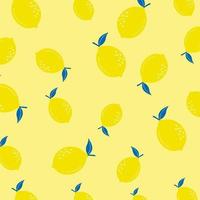 Nahtloses Vektormuster mit Zitrone auf gelbem Hintergrund vektor