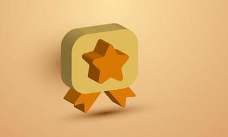 illustration realistisches goldsternsymbol premium-stil 3d-kreative isoliert auf hintergrund vektor
