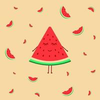 Mädchen-Wassermelonen-Dreieck-Scheibe. Vektor-Illustration-Hintergrund vektor