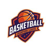 Basketballclub-Logo, Emblem, Designs mit Ball. Sport-Abzeichen-Vektor-Illustration vektor