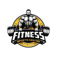 bodybuilding emblem och Gym logotyp design vektor mall