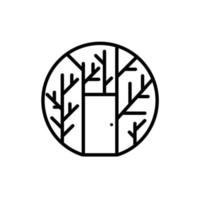 Haus, Baum, Tür, Linie, Kunst, Logo, Design vektor
