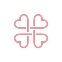 fyra kärlek hjärta förbindelse logotyp design vektor