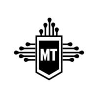 mt letter logo design.mt kreatives anfängliches mt letter logo design. mt kreative Initialen schreiben Logo-Konzept. vektor
