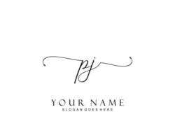 anfängliches pj-schönheitsmonogramm und elegantes logo-design, handschriftliches logo der ersten unterschrift, hochzeit, mode, blumen und botanik mit kreativer vorlage. vektor