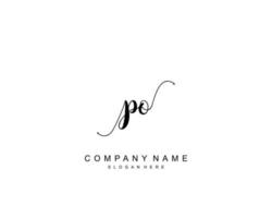 anfängliches Po-Schönheitsmonogramm und elegantes Logo-Design, Handschrift-Logo der Erstunterschrift, Hochzeit, Mode, Blumen und Pflanzen mit kreativer Vorlage. vektor