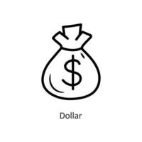 dollar vektor översikt ikon design illustration. gaming symbol på vit bakgrund eps 10 fil