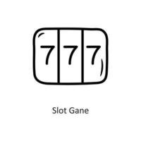 Slot Gane Vektor Umriss Icon Design Illustration. Gaming-Symbol auf weißem Hintergrund eps 10-Datei