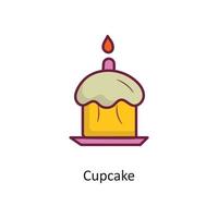 Cupcake Vektor gefüllt Umriss Icon Design Illustration. Feiertagssymbol auf weißem Hintergrund eps 10-Datei