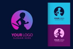 samuraj kvinna logotyp. färgrik symbol mall vektor branding design. isolerat med mjuk bakgrund.