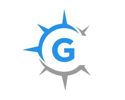 Buchstabe g Kompass-Logo-Design-Konzept. Kompass Zeichen vektor