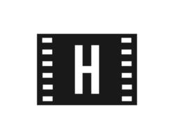 Bewegungsfilmlogo auf Buchstabe h. filmfilmschild, filmproduktionslogo vektor