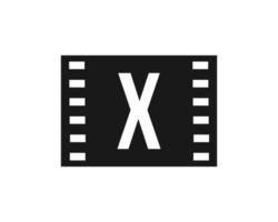 rörelse filma logotyp på brev x. film filma tecken, filma produktion logotyp vektor