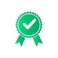 Häkchen. genehmigtes oder Zertifizierungsabzeichen-Logo-Design. zertifizierte Medaille Symbol Häkchen Vorlage flaches Design. Häkchen-Abzeichenzeichen vektor