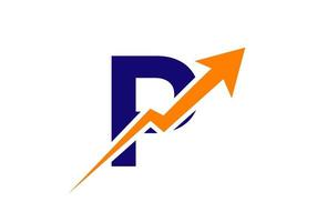 brev p finansiell logotyp företag logotyp med tillväxt pil mall vektor
