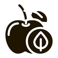 Apple-Frucht-Blatt-Symbol-Vektor-Glyphen-Illustration vektor