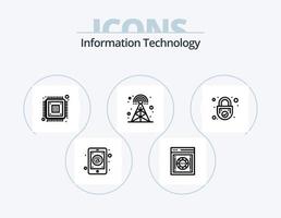 information teknologi linje ikon packa 5 ikon design. Framgång. meddelande. Plats. systemet. fläkt vektor