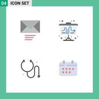 4 tematiska vektor platt ikoner och redigerbar symboler av post stetoskop blädderblock taktik schema redigerbar vektor design element