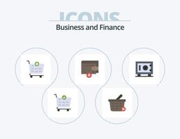 Finanzen flach Icon Pack 5 Icon Design. . . Einkaufswagen. sicher. Anzahlung vektor