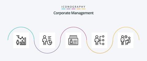 Corporate Management Line 5 Icon Pack inklusive Meeting. Interview. Ich würde. Rekrutierung. Arbeit vektor