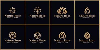 samling av naturlig blomma logotyp, natur, löv vektor