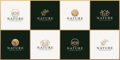 Set von abstrakten Natur-Blumen-Logo-Design-Vorlagen vektor