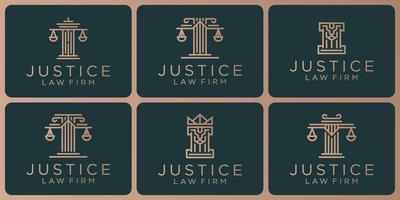 satz von rechtlichen symbolen, justiz, anwaltskanzlei, anwaltskanzlei, anwaltsdienste, vektordesignvorlage vektor