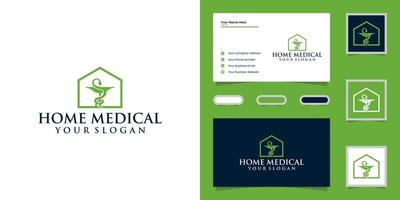 kreative Logo-Designvorlage und Visitenkarte für medizinisches Zuhause vektor